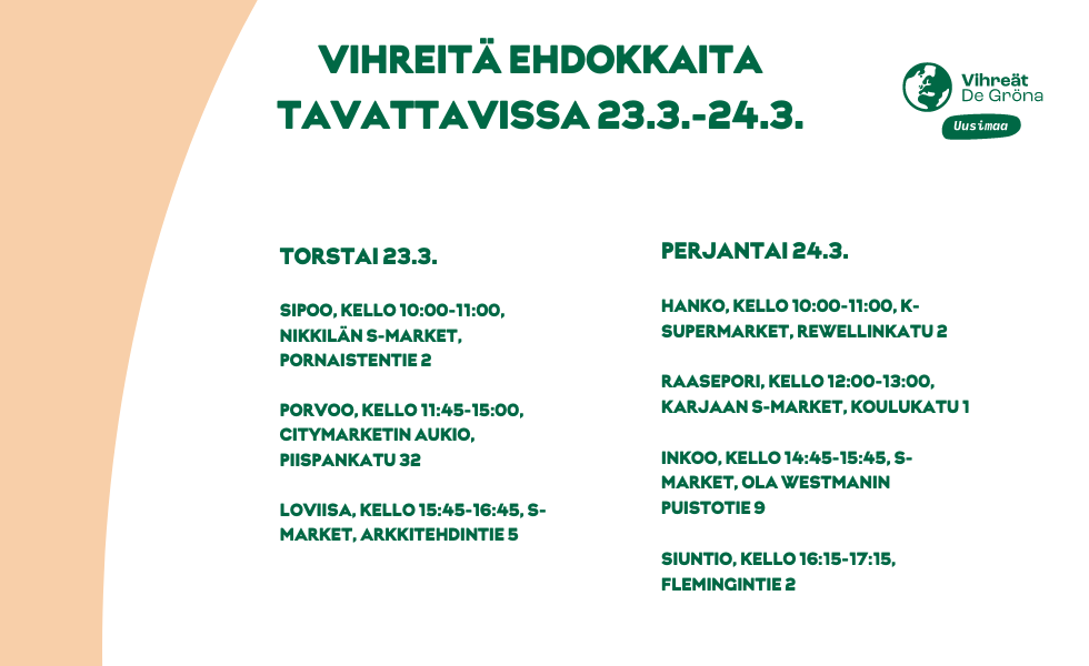 Ehdokkaita tavattavissa torstaina 23.3. ja perjantaina 24.3.