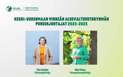 Keski-Uudenmaan vihreän aluevaltuustoryhmän puheenjohtajat 2023-2025