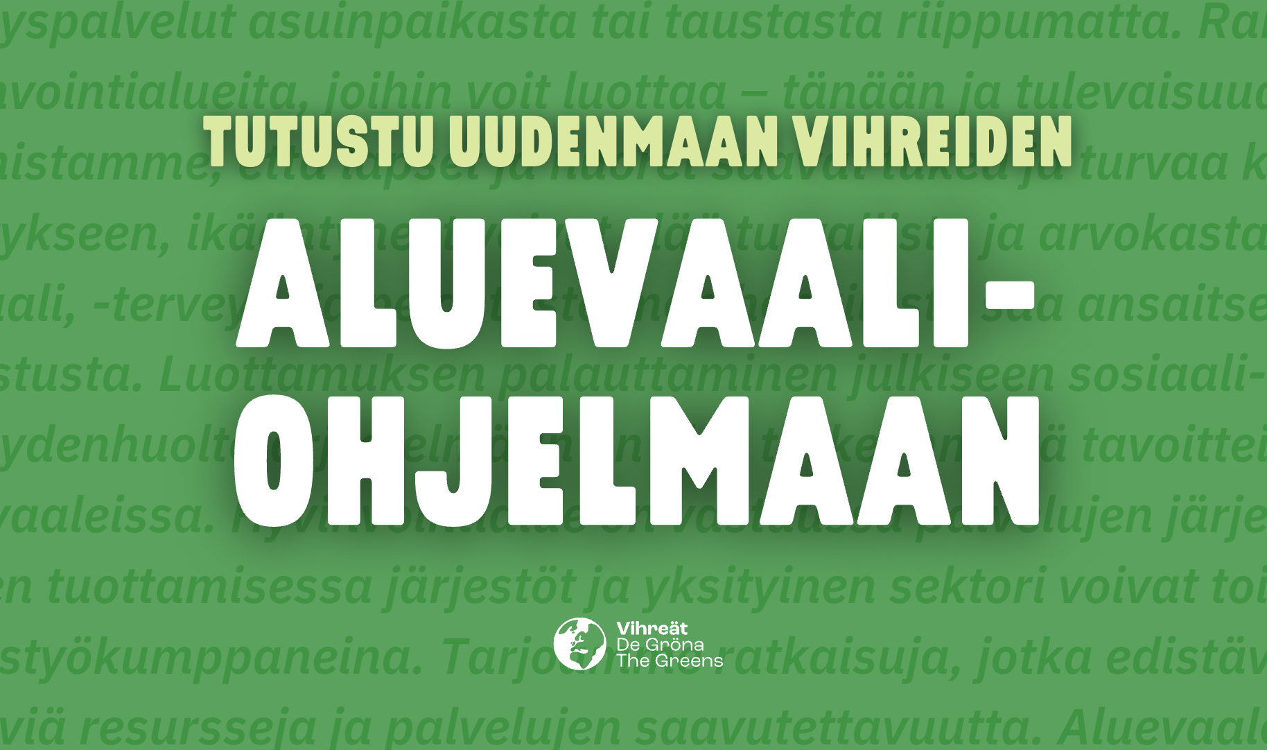Uudenmaan Vihreiden aluevaaliohjelma on nyt julkaistu!