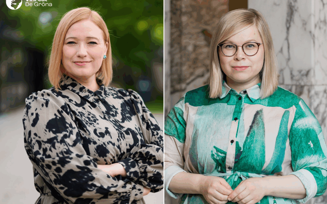 Vihreän aluevaltuustoryhmän puheenjohtaja Henna Partanen ja 1. varapuheenjohtaja Saara Hyrkkö.