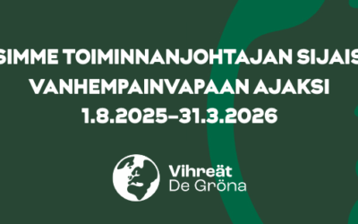 Uudenmaan Vihreät hakee toiminnanjohtajan sijaista vanhempainvapaan ajaksi 1.8.2025-31.3.2026.